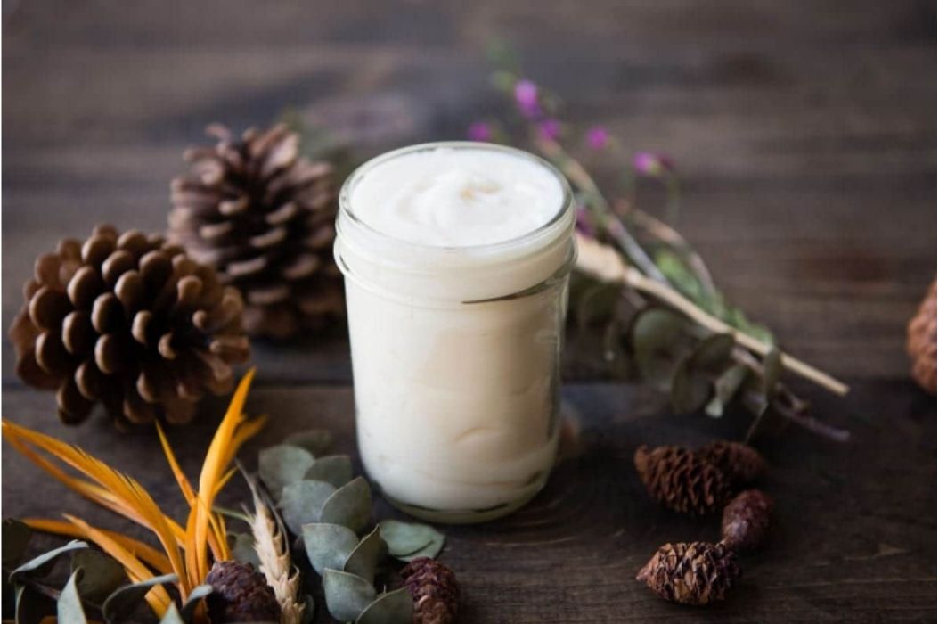 A jar filled with natural deodorant