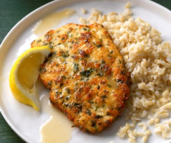 Chicken Piccata With Lemon Sauce and Rice