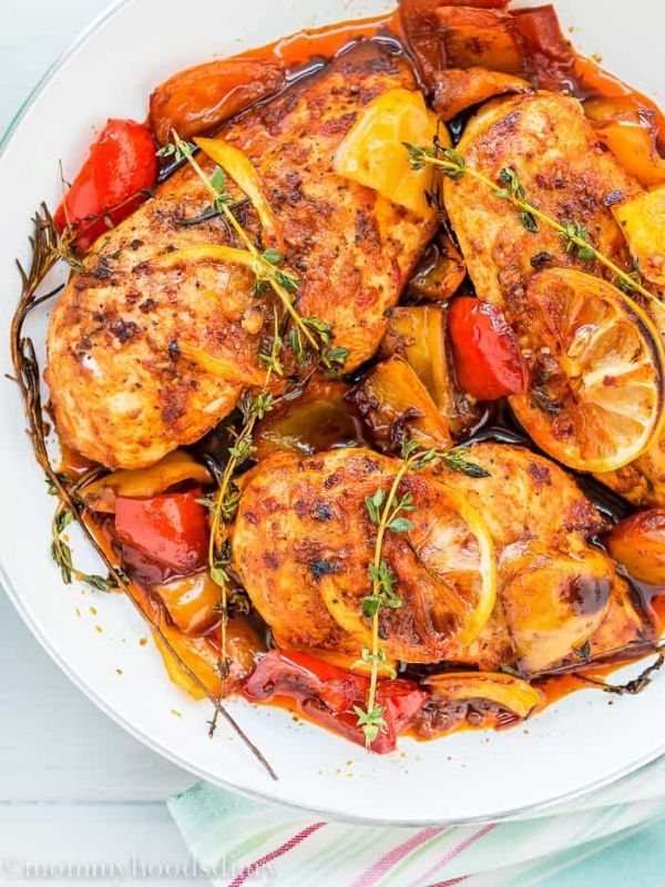 Peri-Peri Chicken Breast on a White Plate