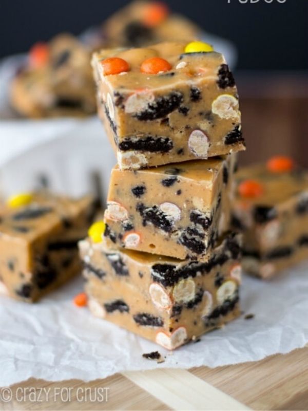 Stack of Butterscotch Peanut Butter Oreo Fudge