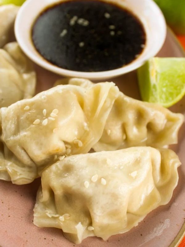 Air Fryer Potstickers with A Sesame Ginger Sauce