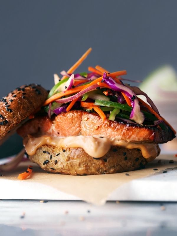 Asian Salmon Sandwiches with Sesame Slaw