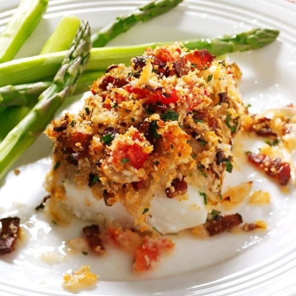 Bacon Tomato-Topped Haddock