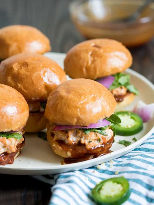 Baked Salmon Sliders with BBQ Jerk Sauce