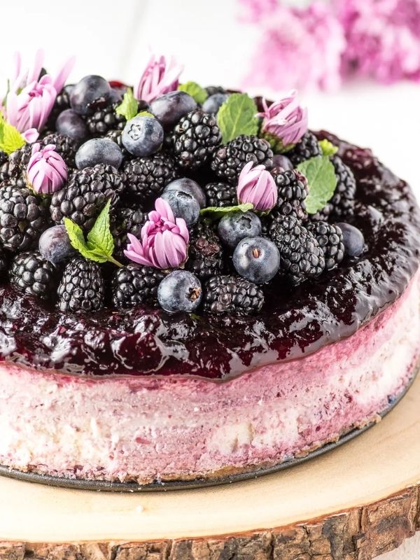 Blackberry Cheesecake with Ginger Cinnamon Crust