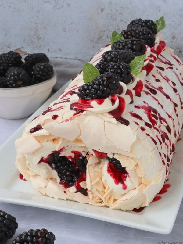 Blackberry Meringue Roulade