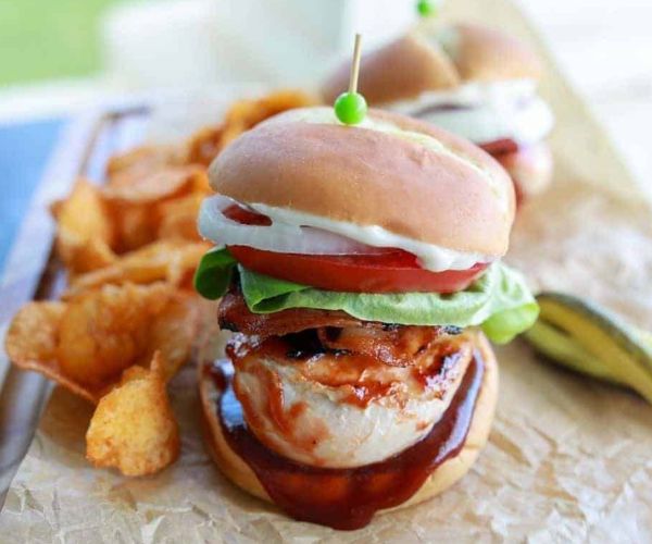 Blackstone Grilled BBQ Chicken Burgers