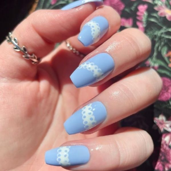 Blue Lace Acrylic Nails