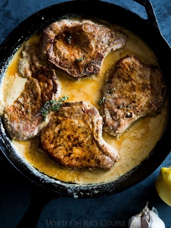 Braised Pork Chops in Milk and Dijon Mustard Sauce