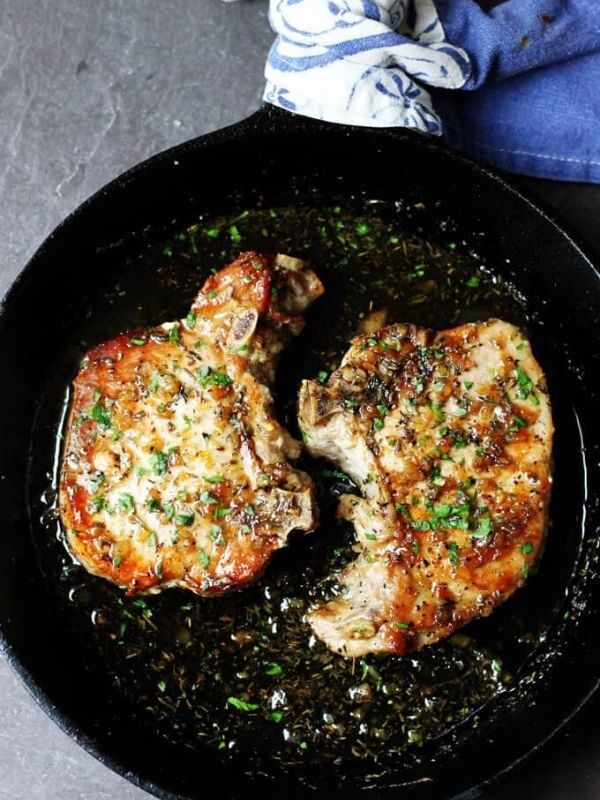 Brown Sugar Pork Chops with Garlic and Herbs