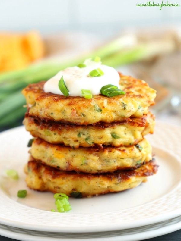 Cheesy Leftover Mashed Potato Pancakes