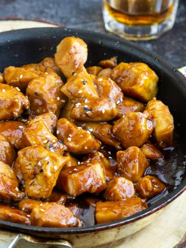 Copycat Cajun Cafe Bourbon Chicken Bites