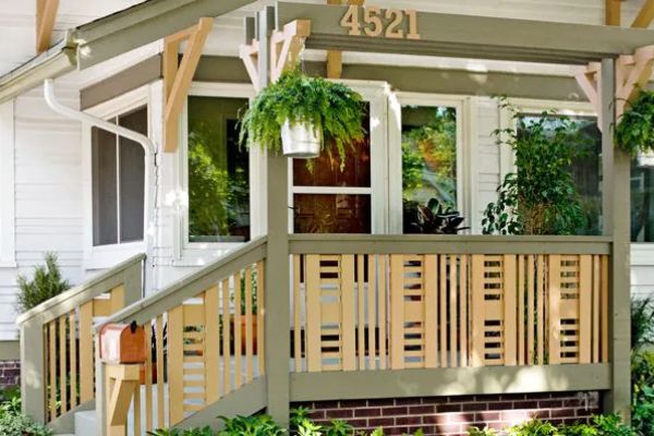 Custom Wood Front Porch Railing