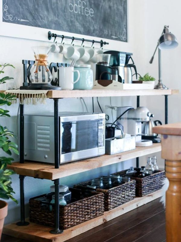 DIY Black Pipe Coffee Bar Station