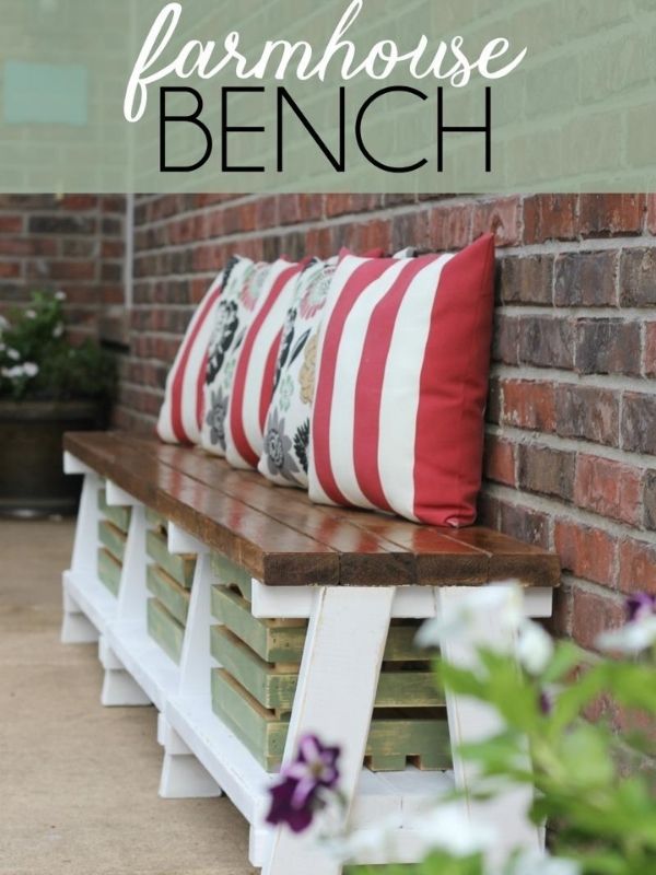 DIY Farmhouse Bench with Storage