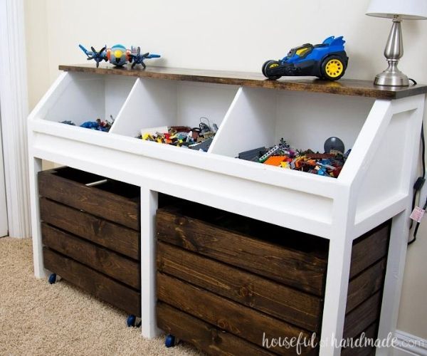 DIY Rustic Toy Storage Console