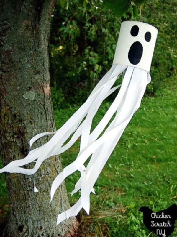 DIY Tin Can Ghost Windsock