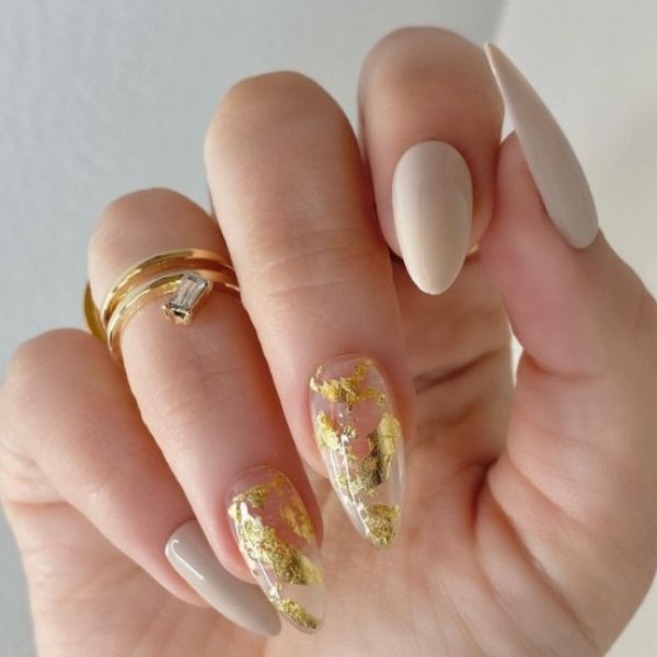 Gold Flake Nails