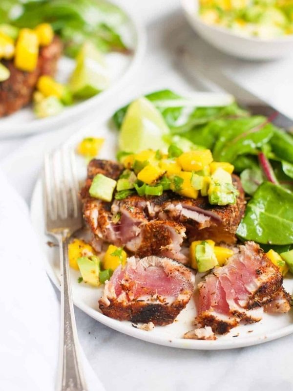 Grilled Blackened Tuna Steak with Mango Salsa Picture