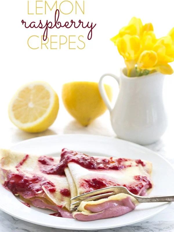 Lemon Crepes with Whipped Raspberry Cream Cheese