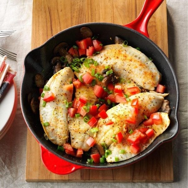 Lemon-Pepper Tilapia with Mushrooms