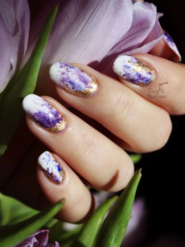 Marble Amethyst Nail Designs