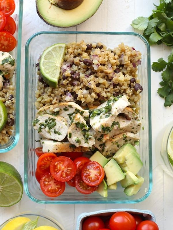 Meal Prep Cilantro Lime Chicken with Cauliflower Rice