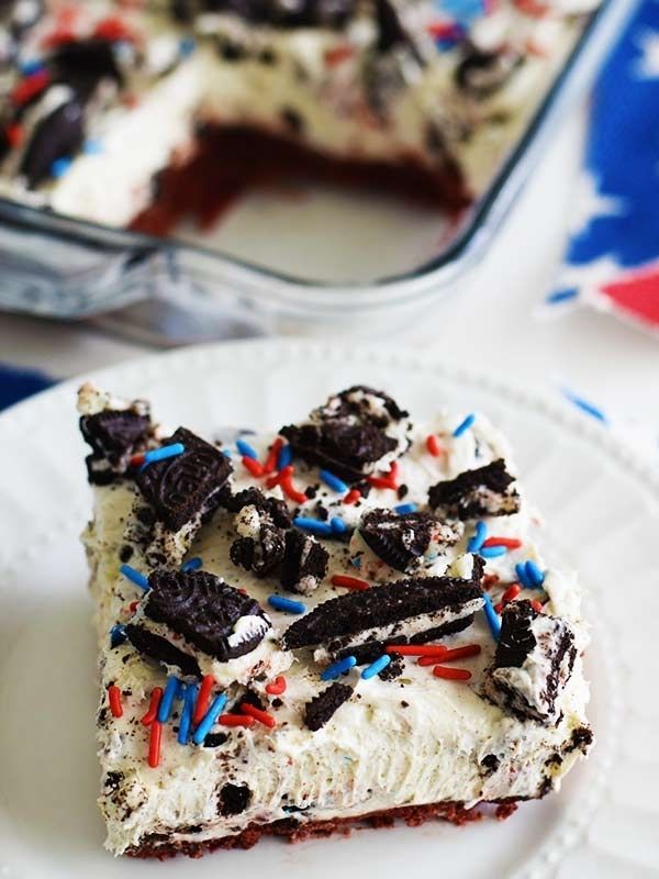 No Bake Fireworks Oreo Cheesecake Bars