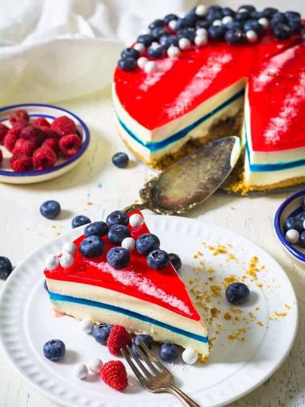 No-Bake Red White & Blue Jello Cheesecake