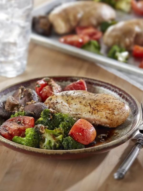 Optavia Sheet Pan Balsamic Chicken and Vegetables