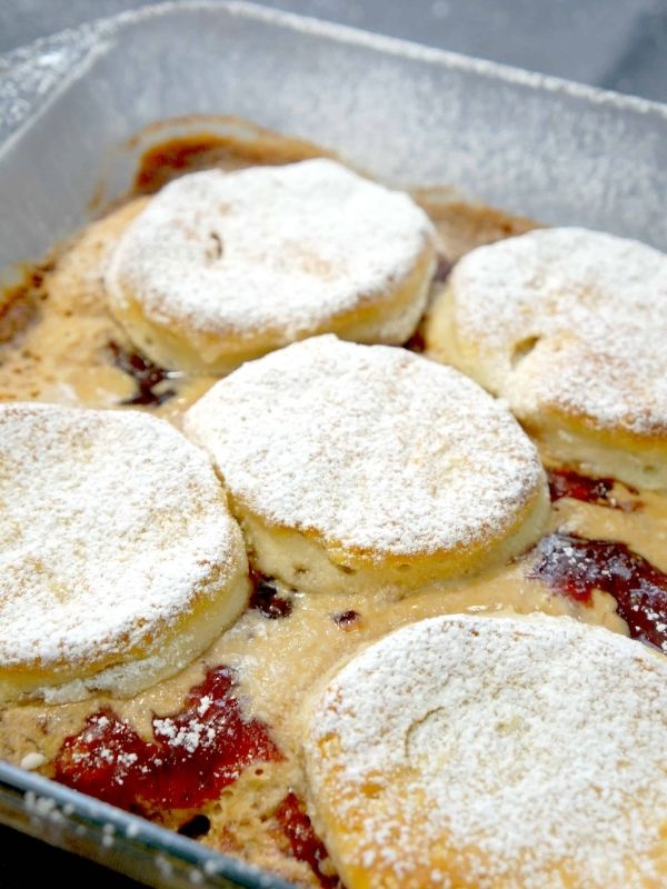 Peanut Butter and Jelly Biscuit Bake