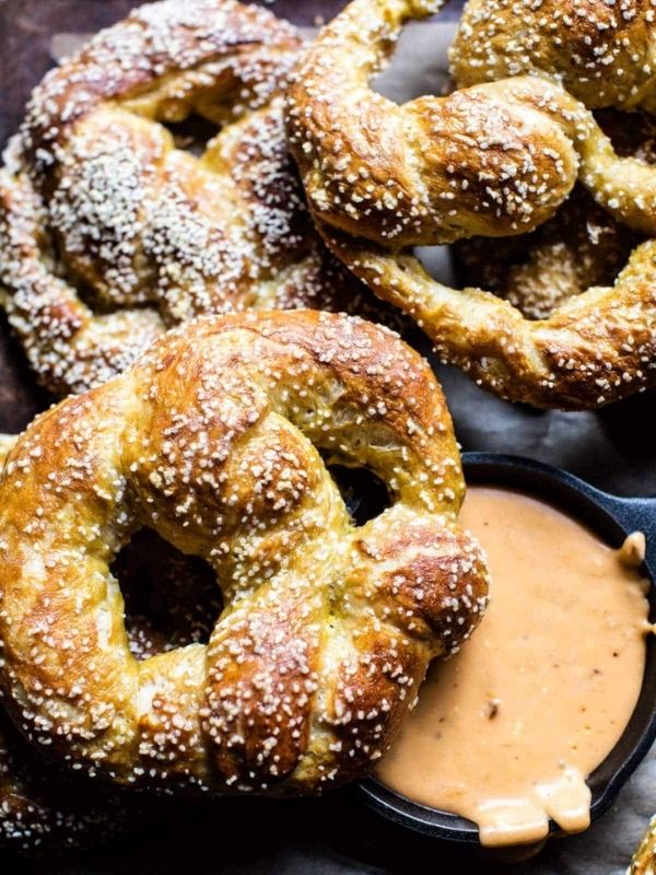 Pumpkin Beer Pretzels with Chipotle Queso