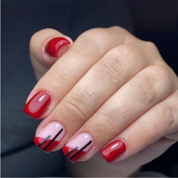 Red Short Acrylic Nails