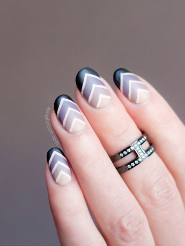 Roman Gradient Chevron Nail Designs