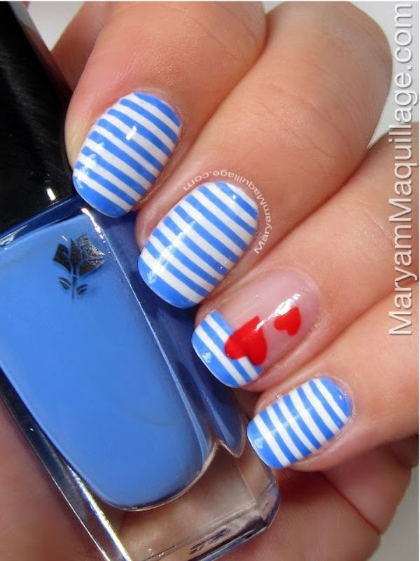 Sailor Stripes Nail Designs