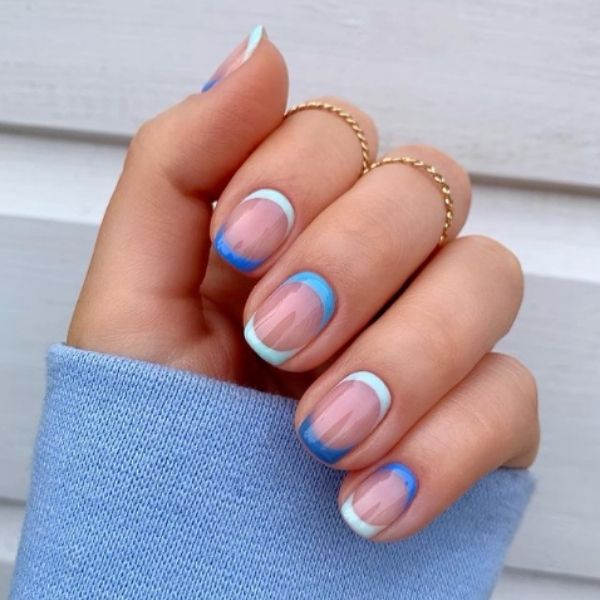 Shades of Blue Short Acrylic Nails