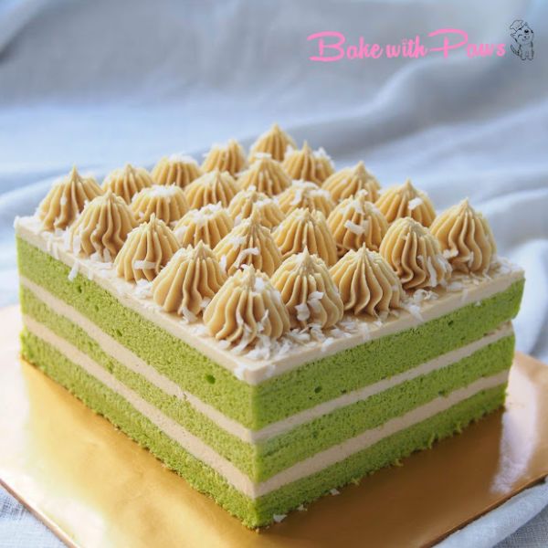 Square Pandan Cake with Gula Melaka Buttercream