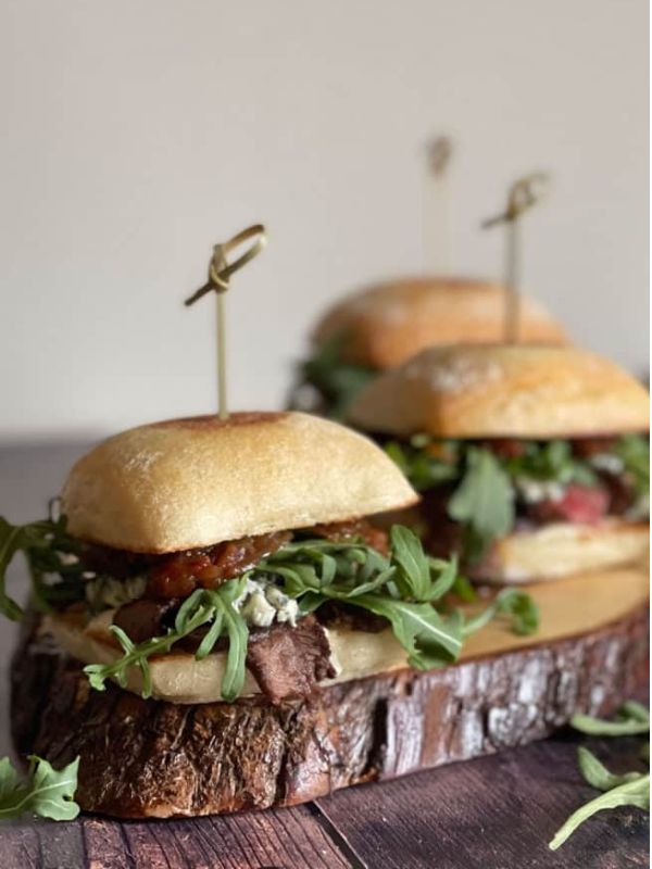 Steak Sliders with Blue Cheese and Horseradish