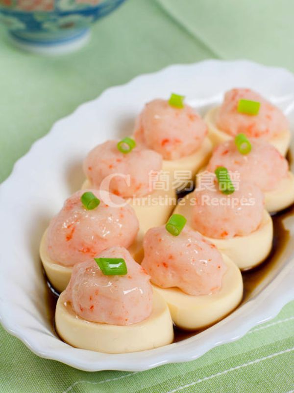 Steamed Tofu with Minced Prawn