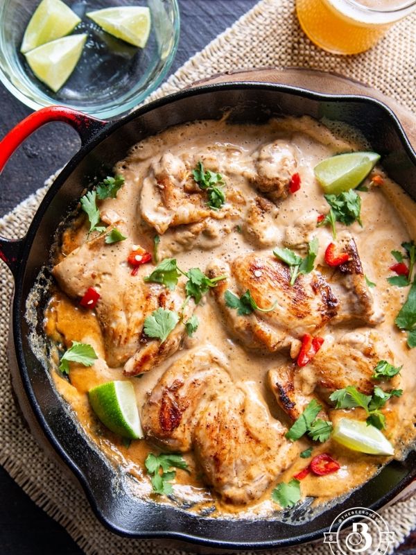 Thai Chili Beer Chicken in Spicy Peanut Satay Sauce