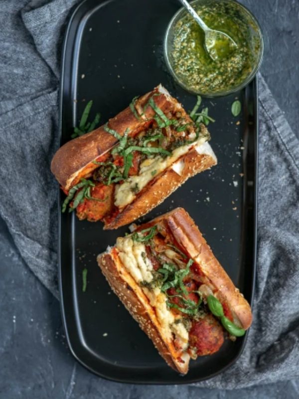 Vegan Chickpea Meatball Subs with Homemade Mozzarella